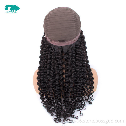 Cheap 180% Density 10-24 Inch Natural Color Remy Human Hair wig 4*4 Jerry Curl Lace Front Wigs